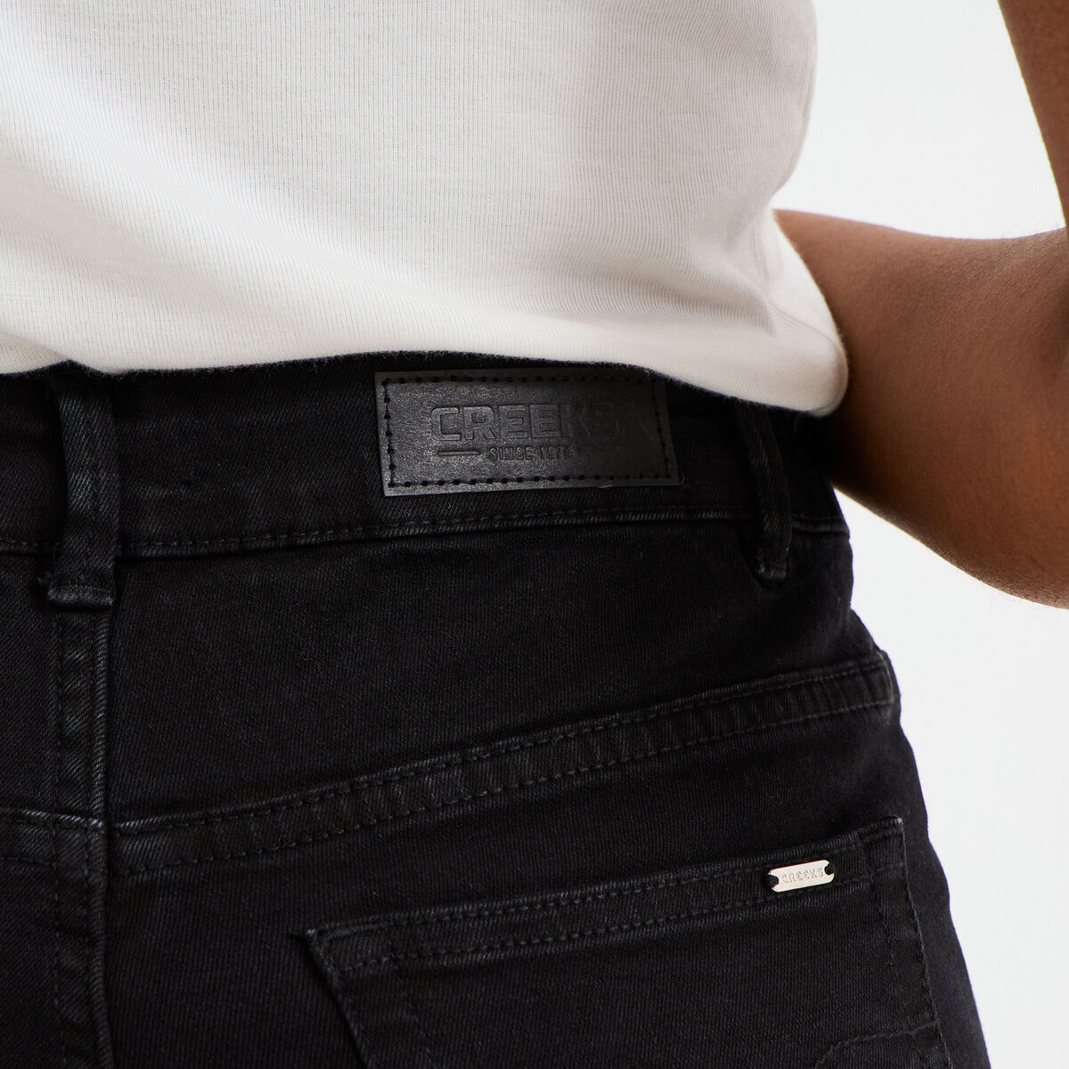 Jeans regular 5 poches coton Creeks denim noir femme