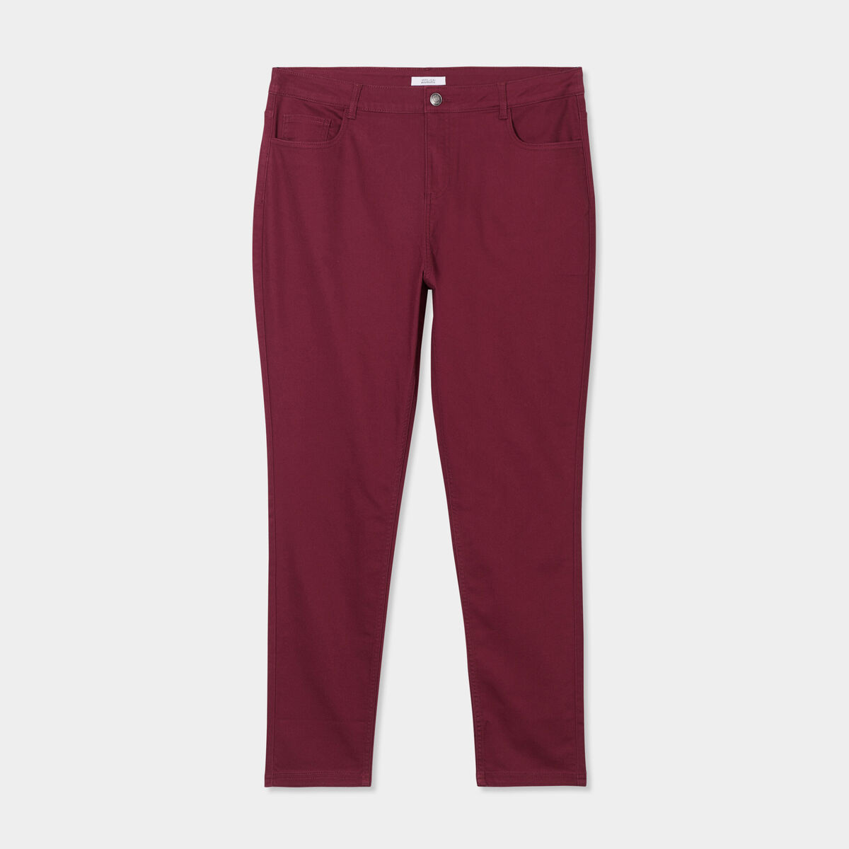 Pantalon slim taille haute et élastiquée bordeaux femme grande taille