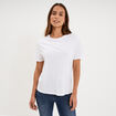 T-shirt col rond manches courtes coton blanc femme