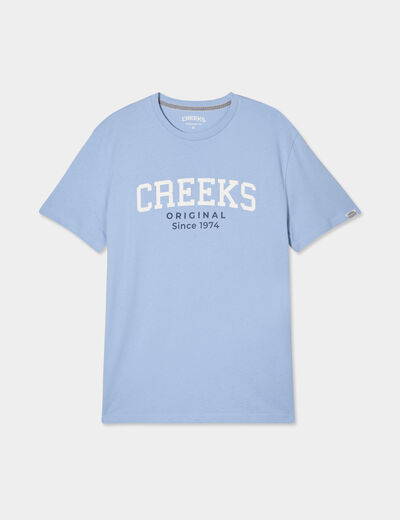 T-shirt manches courtes coton Creeks bleu ciel homme