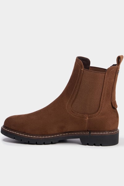 Boots chelsea effet su&eacute;dine marron femme