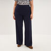 Pantalon large taille haute bleu fonc&eacute; femme grande taille
