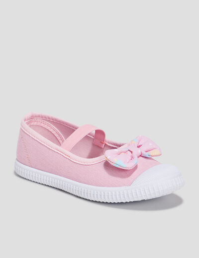 Babies en toile avec noeuds rose fille