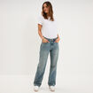 Jean droit taille basse coton denim dirty femme