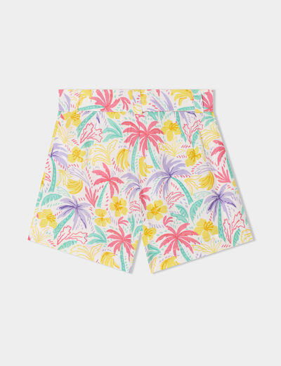 Short slouchy fluide ceinturé ecru fille