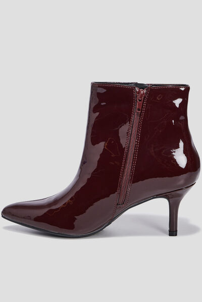 Bottines vernies à talons bordeaux femme