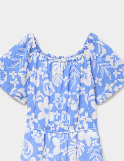 Combinaison pantalon manches courtes bleu fille
