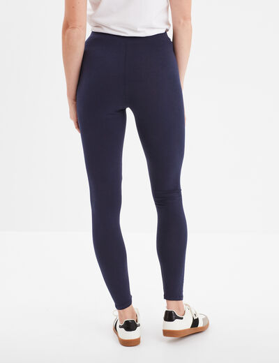 Legging long taille haute bleu marine femme