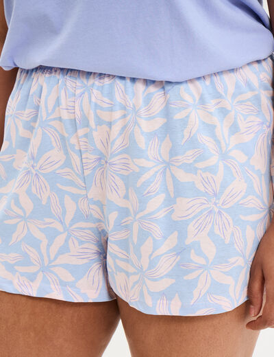 Bas de pyjama short coton bleu femme grande taille