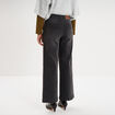 Jean large cropped &agrave; pont taille haute denim noir femme
