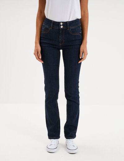 Jean denim droit en coton denim brut femme
