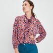 Chemise col lavallière manches longues bleu marine femme