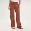 Pantalon de jogging large molletonn&eacute; marron femme