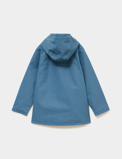 Coupe-vent imperm&eacute;able &agrave; capuche bleu canard gar&ccedil;on