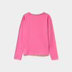 T-shirt coton manches longues à fronces rose fushia fille