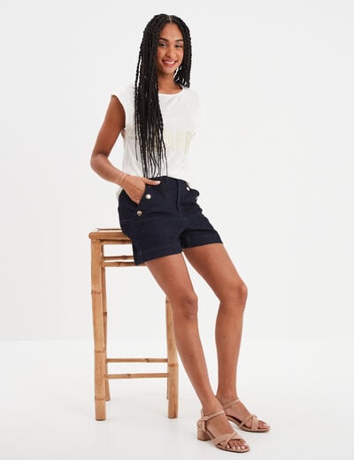 Short en jean poches à pont denim brut femme