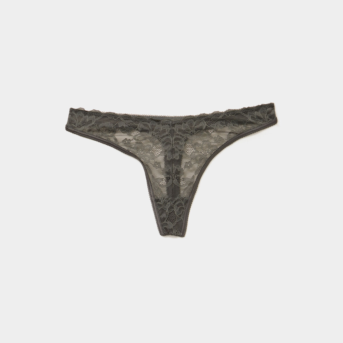 String dentelle vert kaki femme