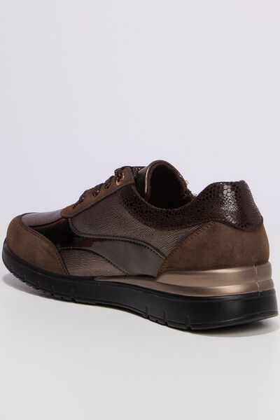 Baskets zipp&eacute;es &agrave; lacets marron femme