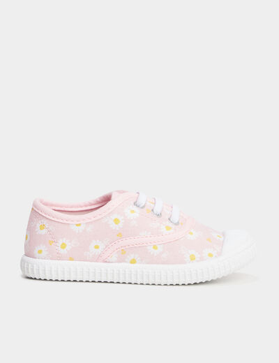 Tennis en toile à lacets rose fille