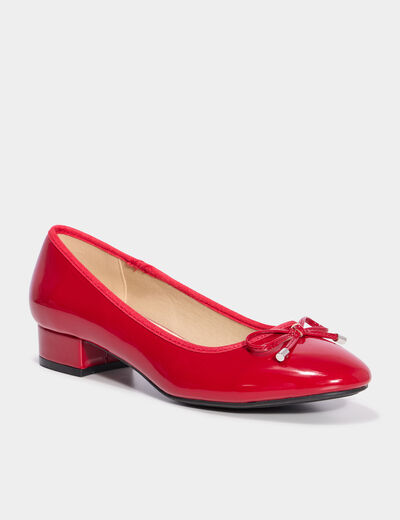 Ballerines à talons vernies rouge foncé femme