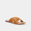 Mules brides croisées en cuir Kickers camel femme