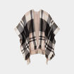 Poncho &agrave; franges mi-long noir femme