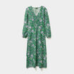 Robe longue empire manches longues vert menthe femme