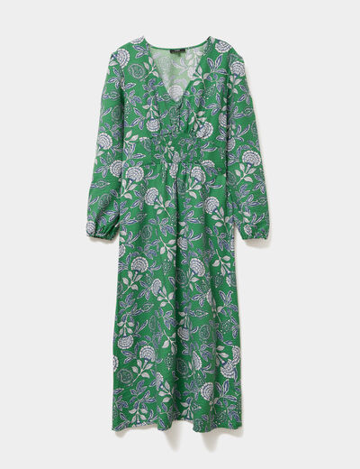 Robe longue empire manches longues vert menthe femme