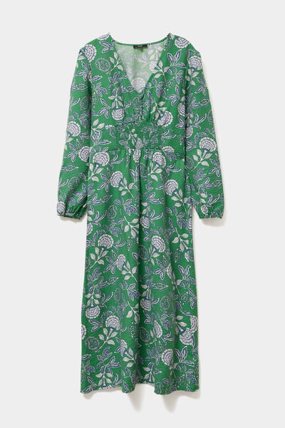 Robe longue empire manches longues vert menthe femme
