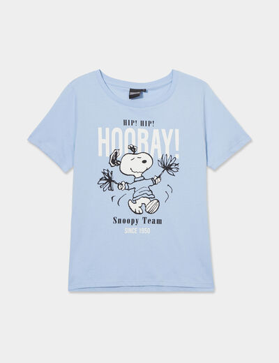 T-shirt manches courtes coton Snoopy bleu femme