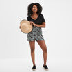 T-shirt col en V manches courtes noir femme