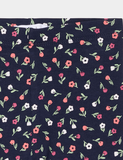 Legging taille élastiquée coton bleu marine bébé fille