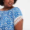 Blouse col bardot manches à dentelle ecru femme grande taille