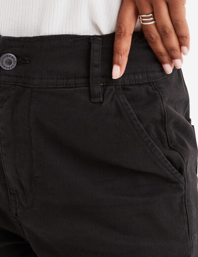 Pantalon cargo taille haute ajustable noir femme