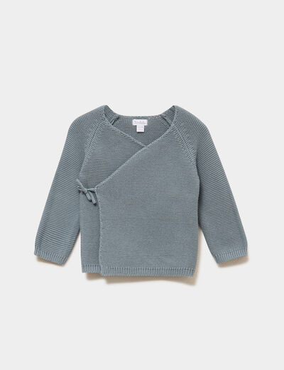 Brassi&egrave;re naissance tricot nou&eacute;e coton vert fonc&eacute; b&eacute;b&eacute;