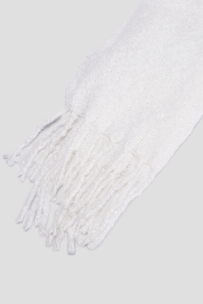 Écharpe avec franges ivoire femme