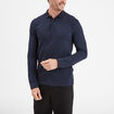 Polo manches longues encolure boutonnée bleu marine homme