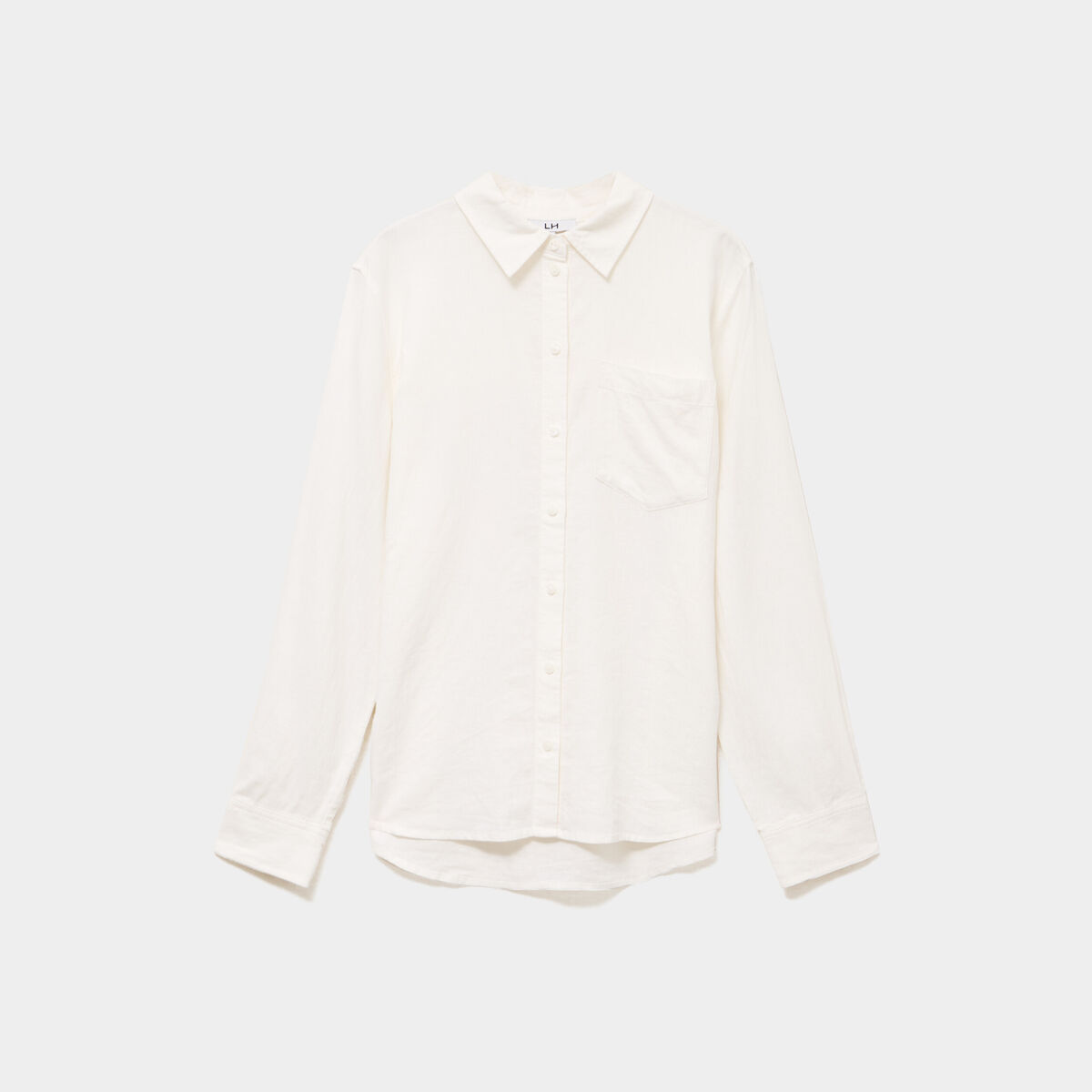 Chemise lin m&eacute;lang&eacute; manches longues blanc femme