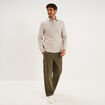 Pantalon cargo large avec poches c&ocirc;t&eacute;s vert kaki homme