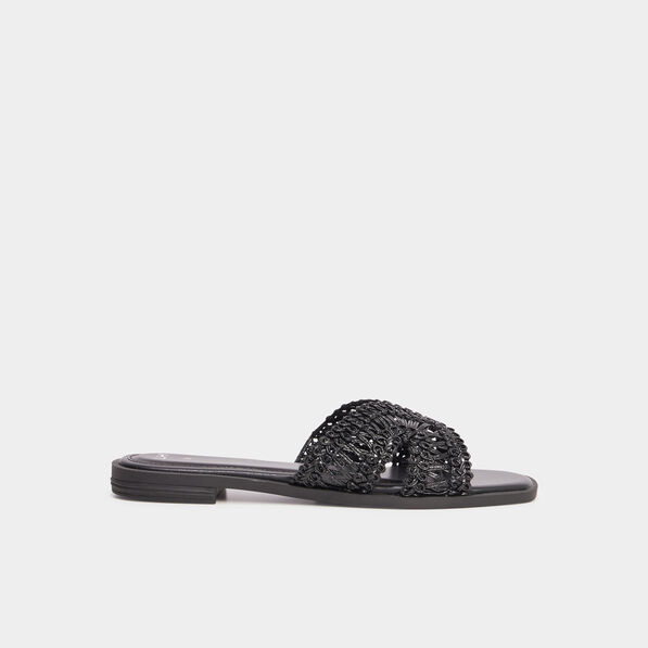 mules effet macrame noir femme Mules effet macramé noir femme