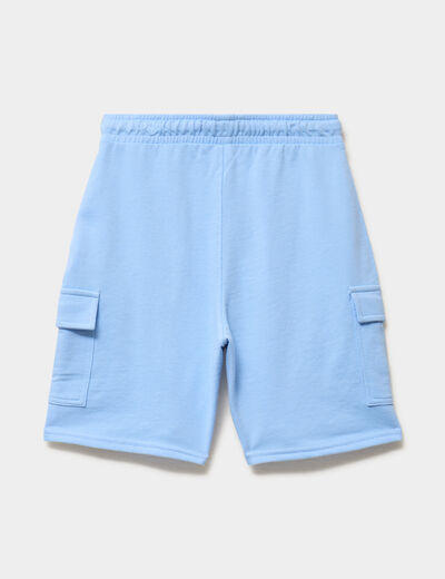 Short cargo molleton taille &eacute;lastiqu&eacute;e bleu gar&ccedil;on