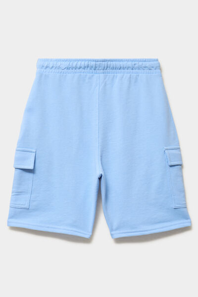 Short cargo molleton taille &eacute;lastiqu&eacute;e bleu gar&ccedil;on