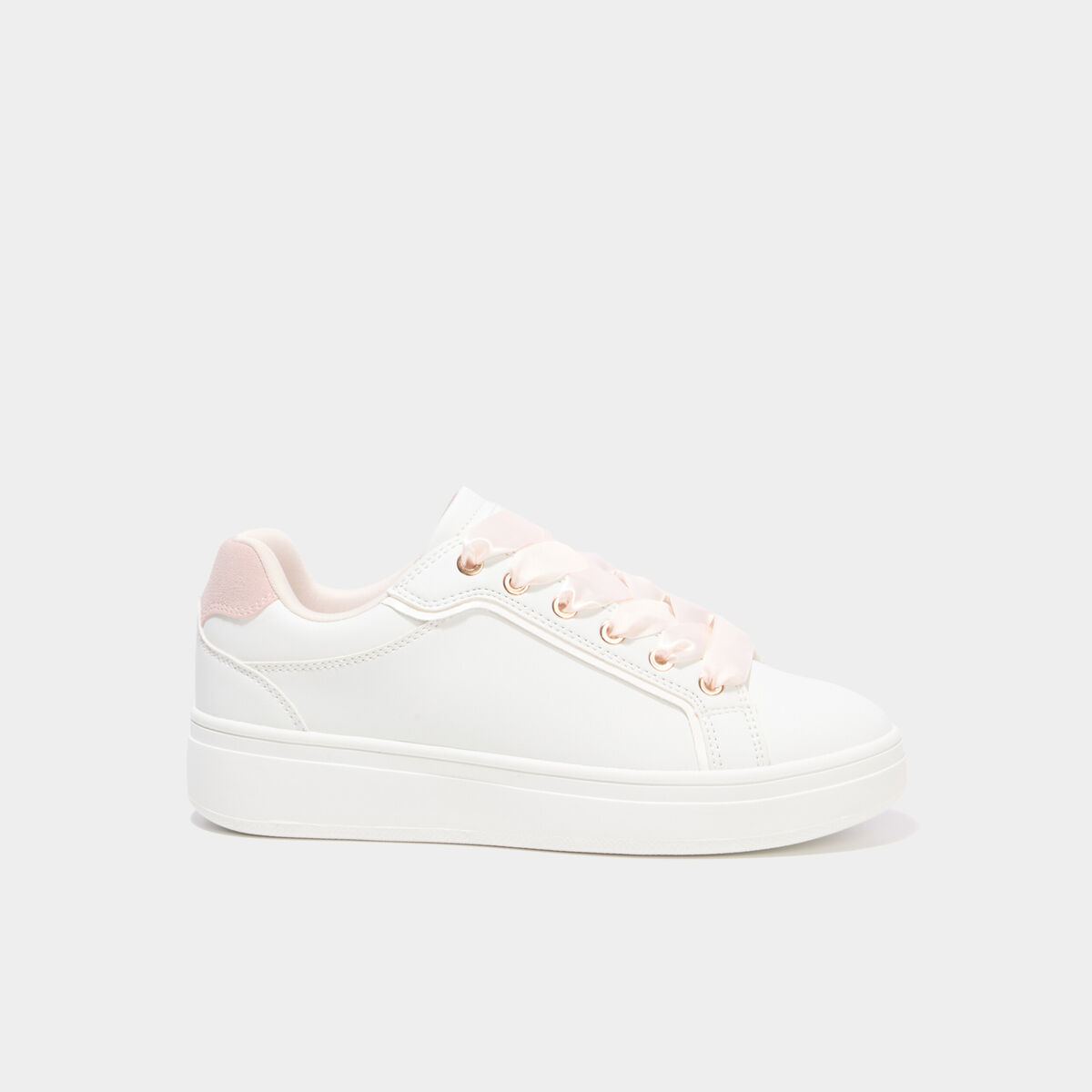 Baskets basses semelles &eacute;paisses blanc femme