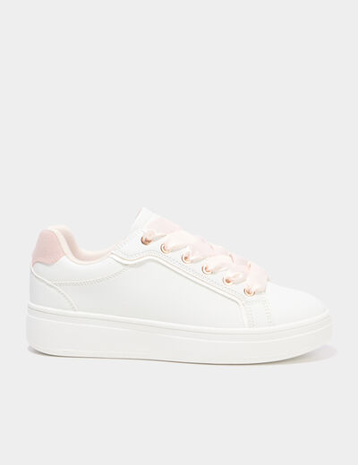 Baskets basses semelles &eacute;paisses blanc femme