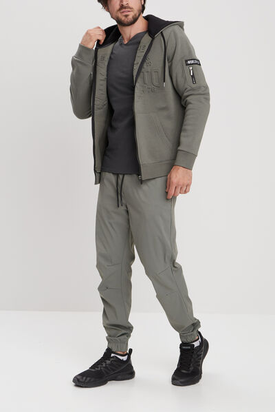 Sweat zippé à capuche Liberto vert kaki homme