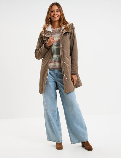 Pull col rond manches longues multicolore femme