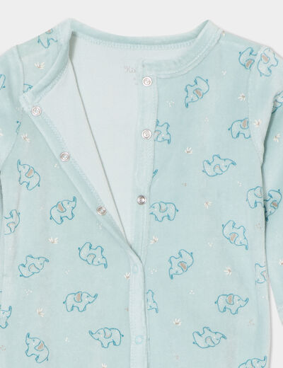 Dors-bien boutonné avec manches longues bleu clair bébé