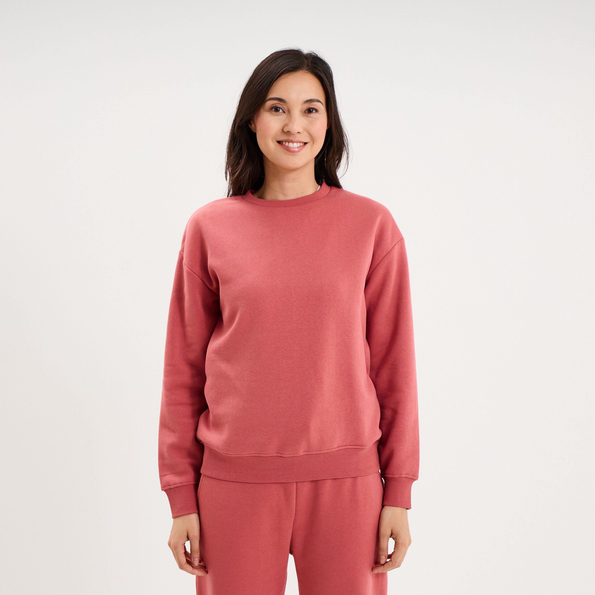 Sweat col rond manches longues vieux rose femme LH