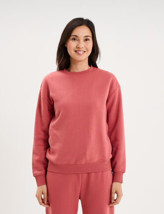 Sweat col rond manches longues vieux rose femme