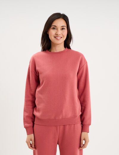 Sweat col rond manches longues vieux rose femme